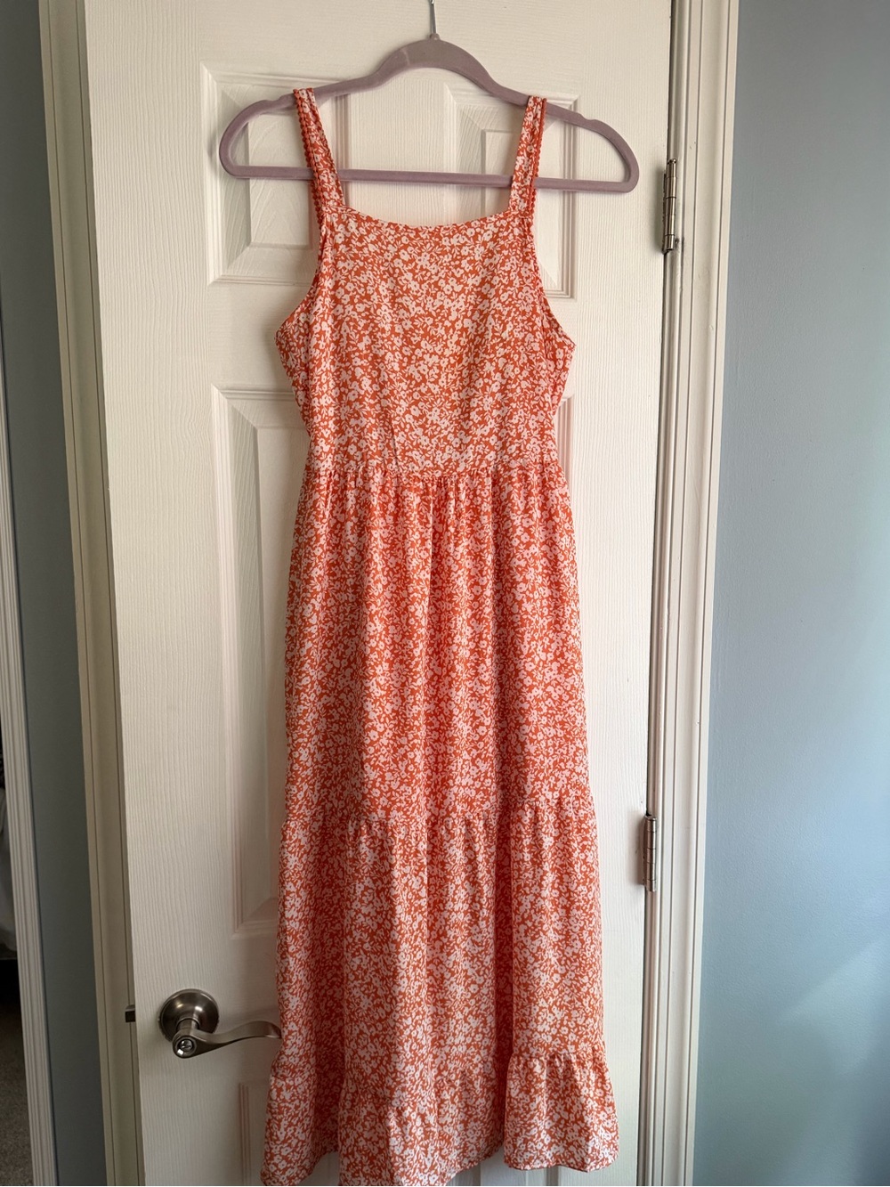 Jessica Simpson Orange Floral Tiered Maxi Dress